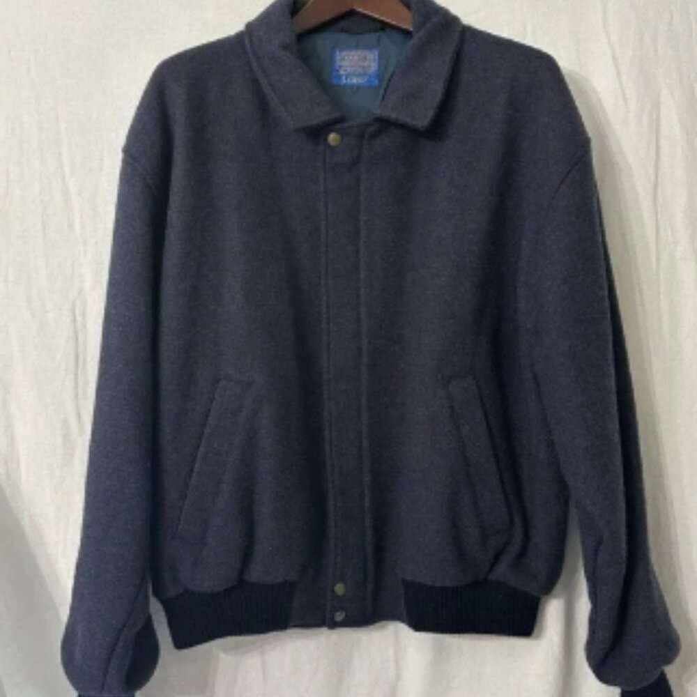 Vintage Pendleton Jacket /Coat Mens Large Blue Red Wool Tweed LOBO Bomber Flight